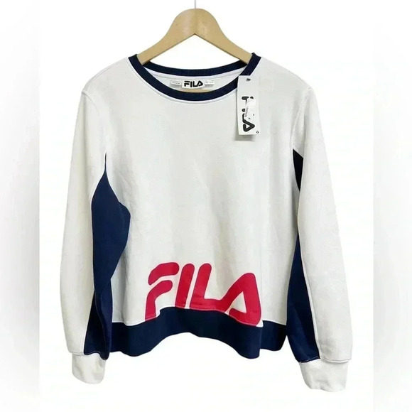 Fila Women’s Crewneck Logo Sweatshirt White Size 1X NWT - Picture 7 of 7
